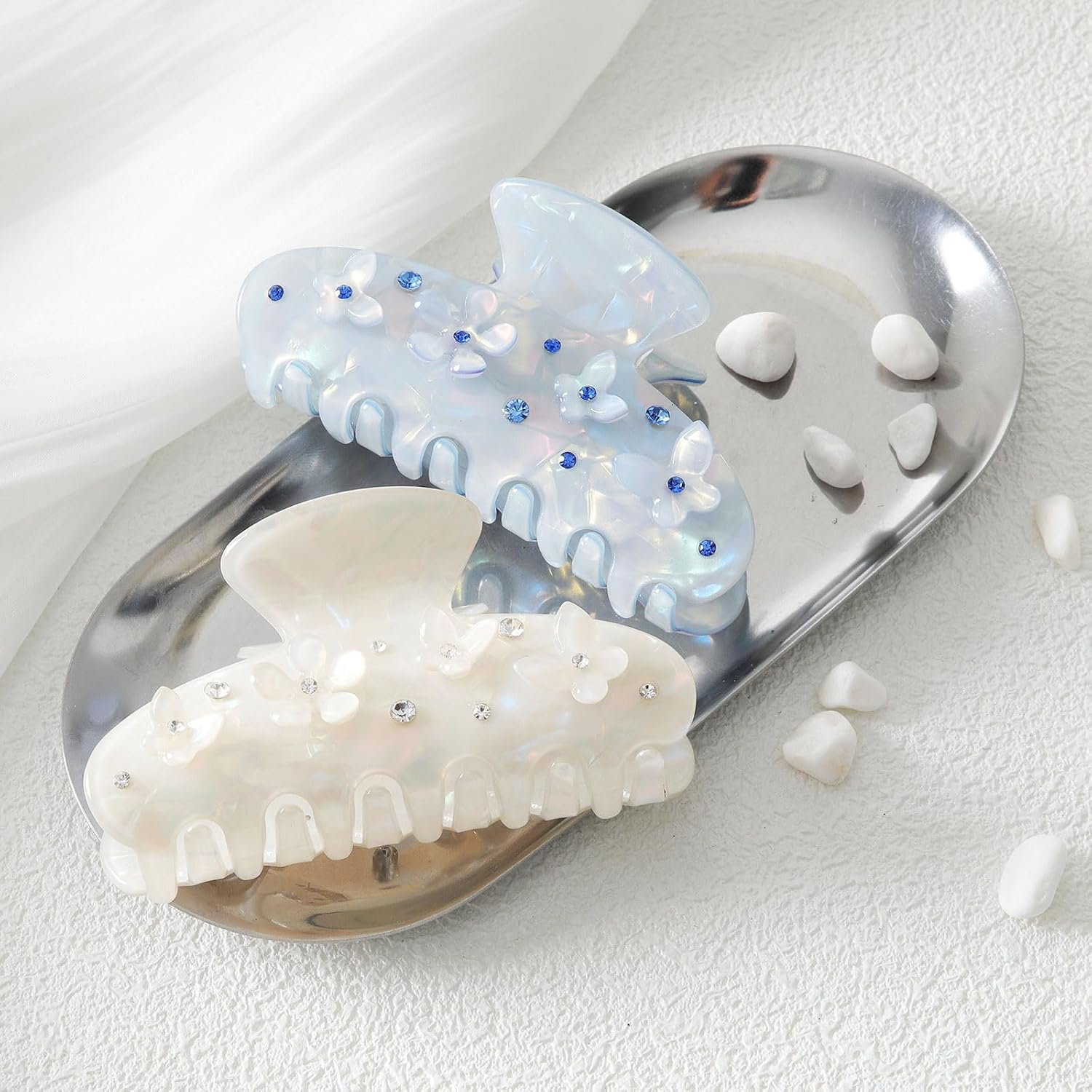 2 Pcs Flower Claw Clips for Women Cute Acrylic Hair Claw Clips | Stylish Non-slip Flower Hair Clips for Thick or Thin hair. Cute Hair Accessories for Daily Wear, Party & Gifts