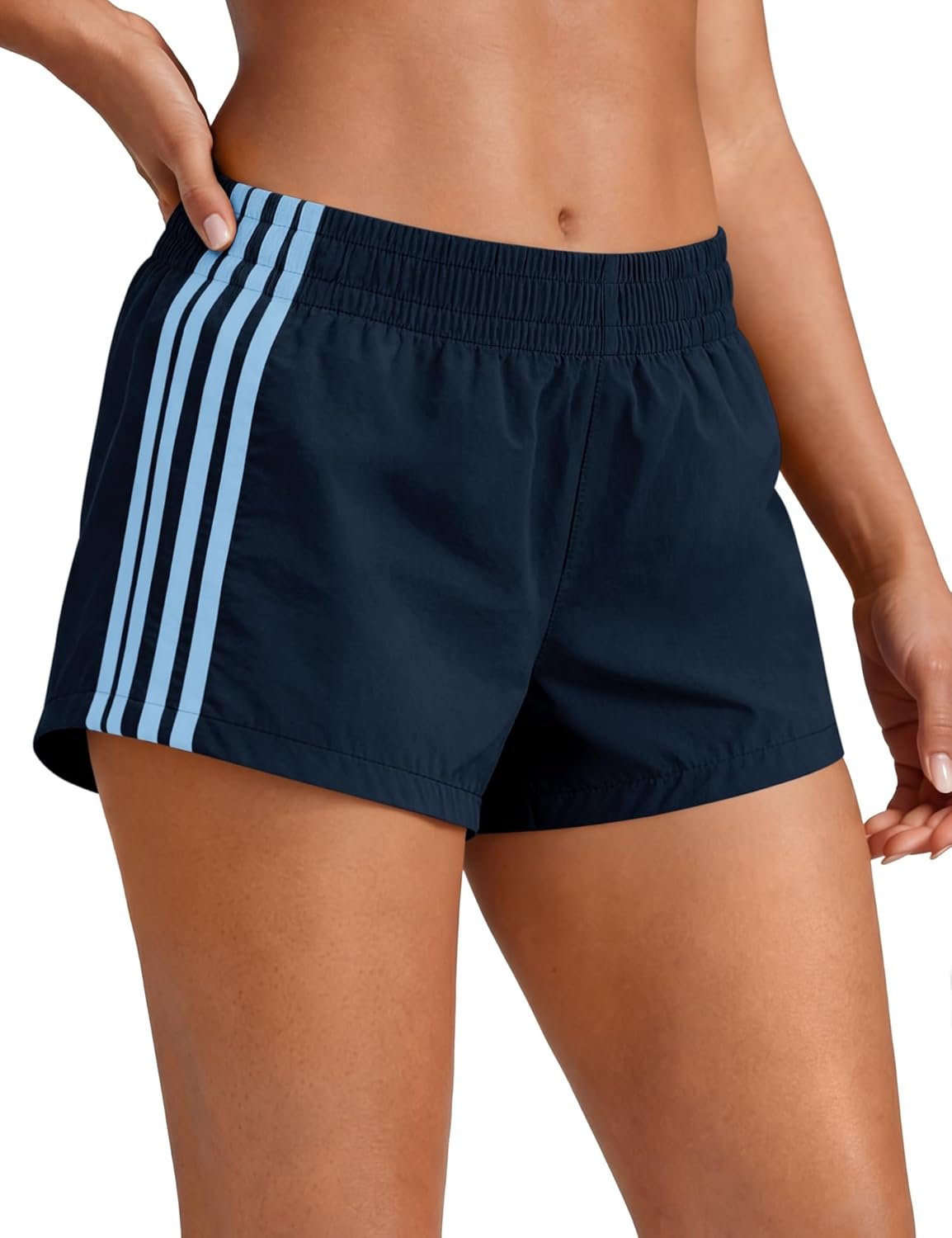 Womens Shorts Sweat Track Athletic Low Rise Micro Y2k UPF 50+ Short | Summer Side Stripes Shorts Workout Gym Running Cute Girls Athleisure Clothing