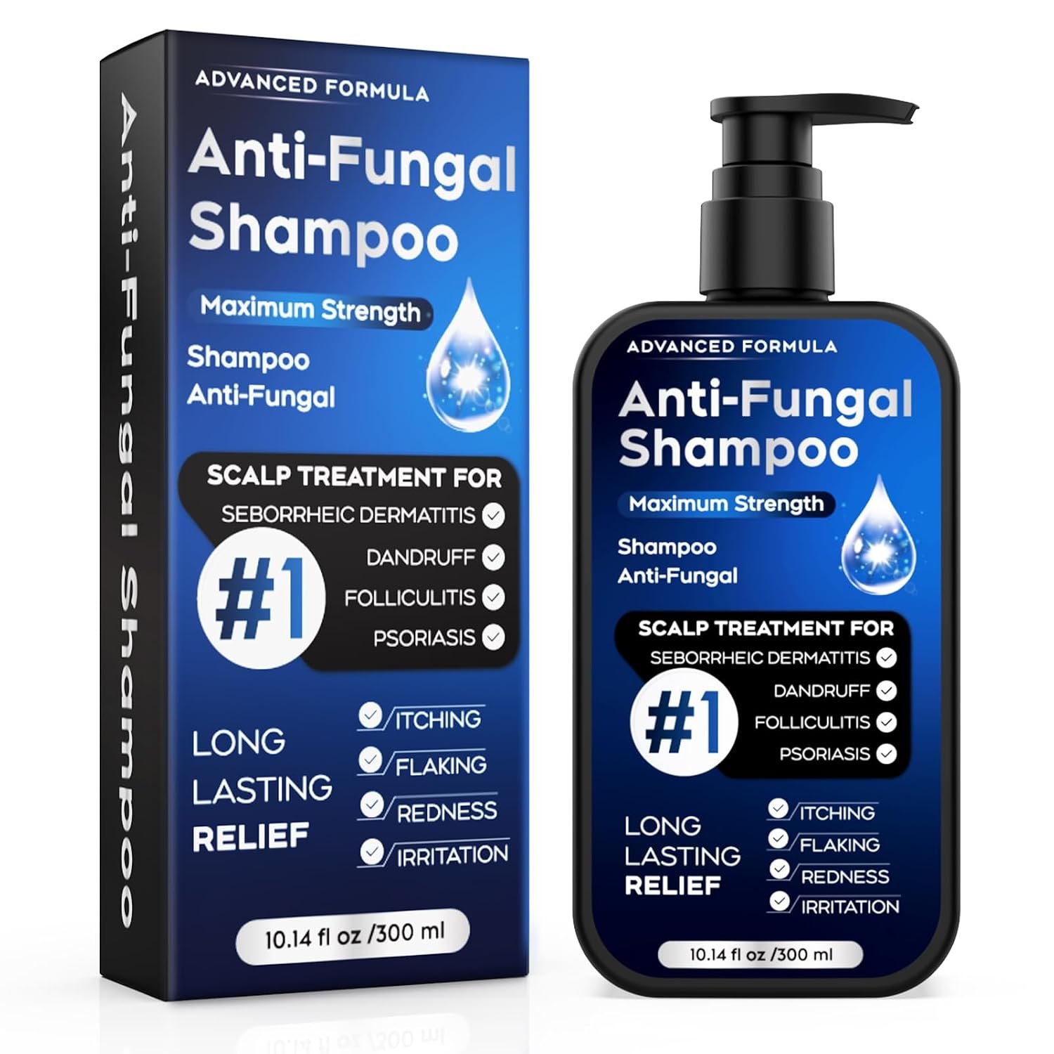 Antifungal Shampoo for Seborrheic Dermatitis, Folliculitis – Fresh | Scalp Psoriasis & Anti-Dandruff Shampoo for Men & Women, Relieves Scalp Itching, Dryness, Sulfate & Paraben-Free, 10.1 Fl Oz
