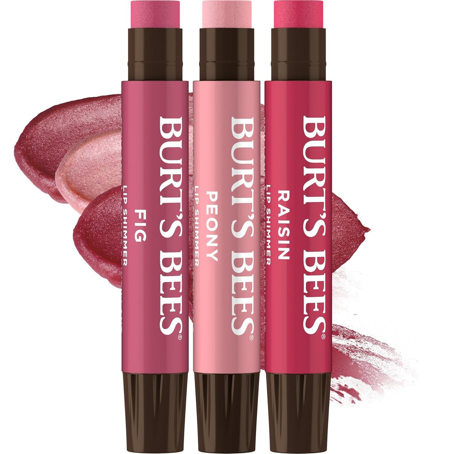 Burt’s Bees Lip Shimmer Nude Collection, Tinted Lip Balm, 0.09 oz., 3 Tubes | Moisturizing for All Day Hydration, Natural Glowy Pigmented Finish, Buildable Color, 3 Warm Shades