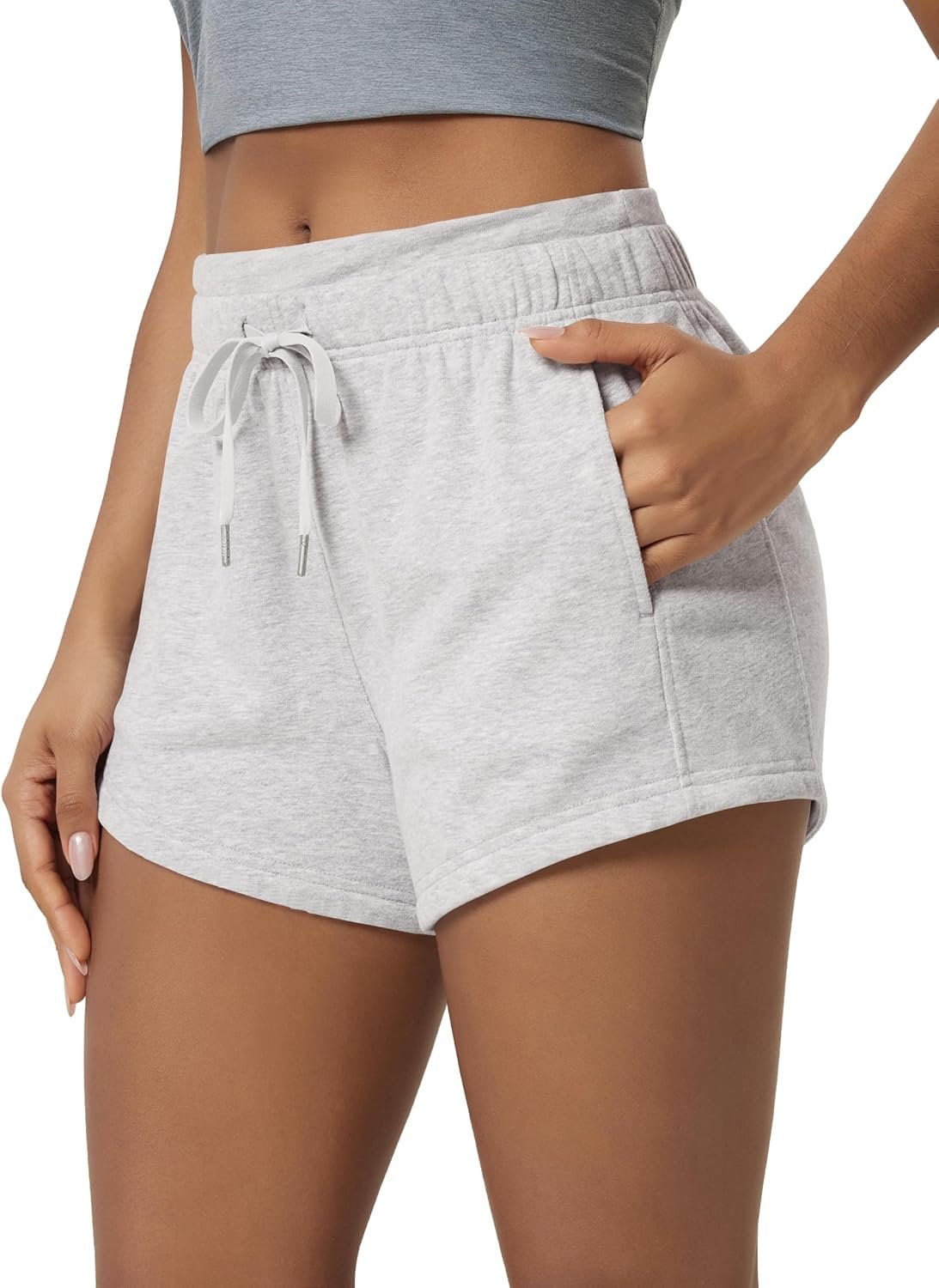 ODODOS Women’s Sweat Shorts with Pockets Cotton French Terry Drawstring Summer Workout Casual Lounge Shorts