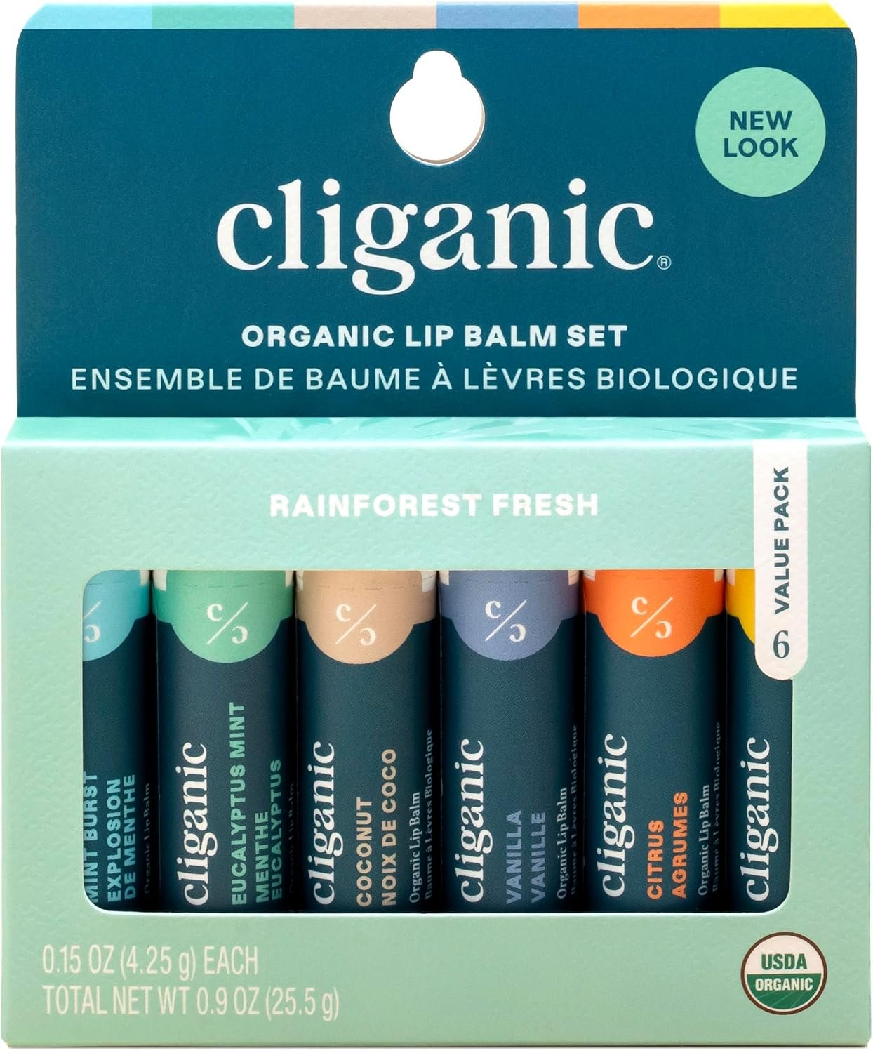 Cliganic Organic Lip Balm Set (6 Flavors) – 100% Natural Hydrating, Moisturizing for Dry Cracked Lips, Stocking Stuffer Gift for Men & Women